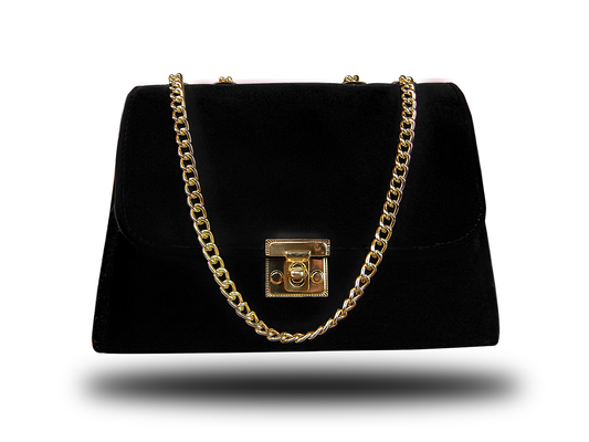 Pearl Black Velvet Bag